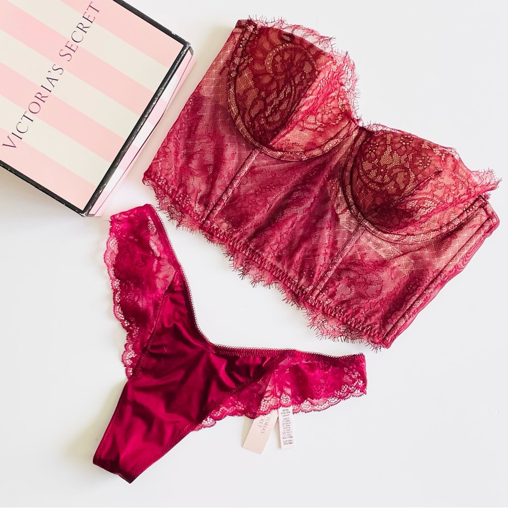 36B SMALL Victoria’s Secret dark red bra set
